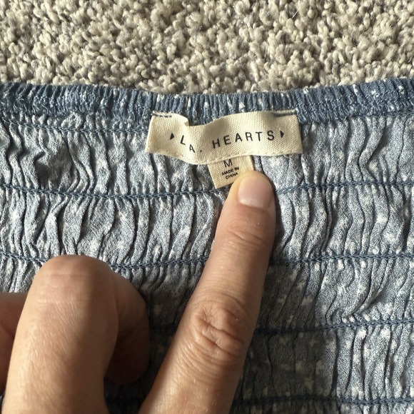 Pacsun L.A Hearts Blue Floral Babydoll Cropped Top Women's Medium - Picture 2 of 7